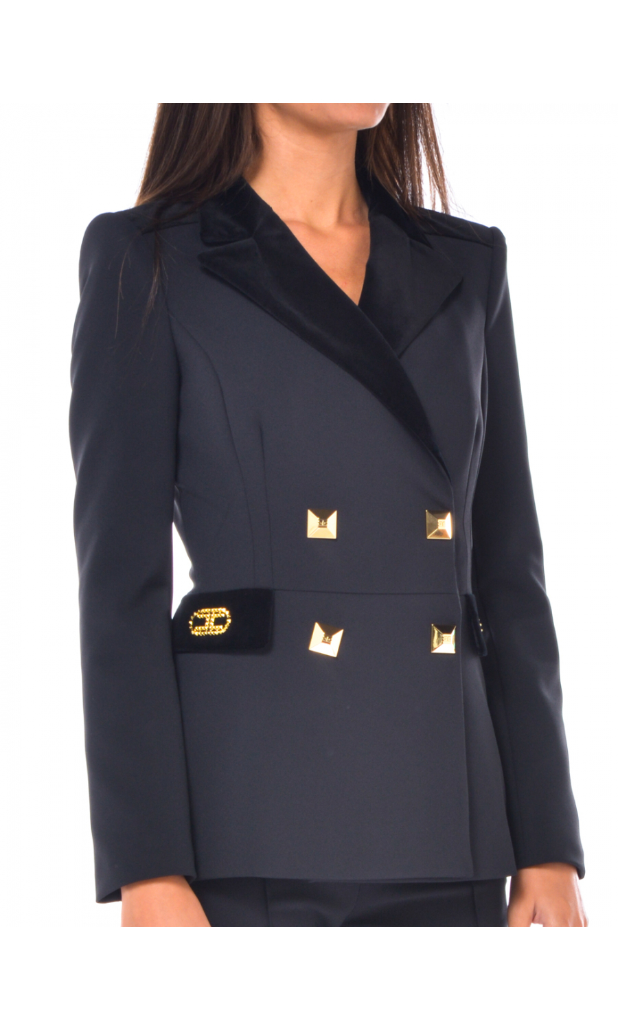 Giacca da donna Elisabetta Franchi doppiopetto con baschina GI05127E