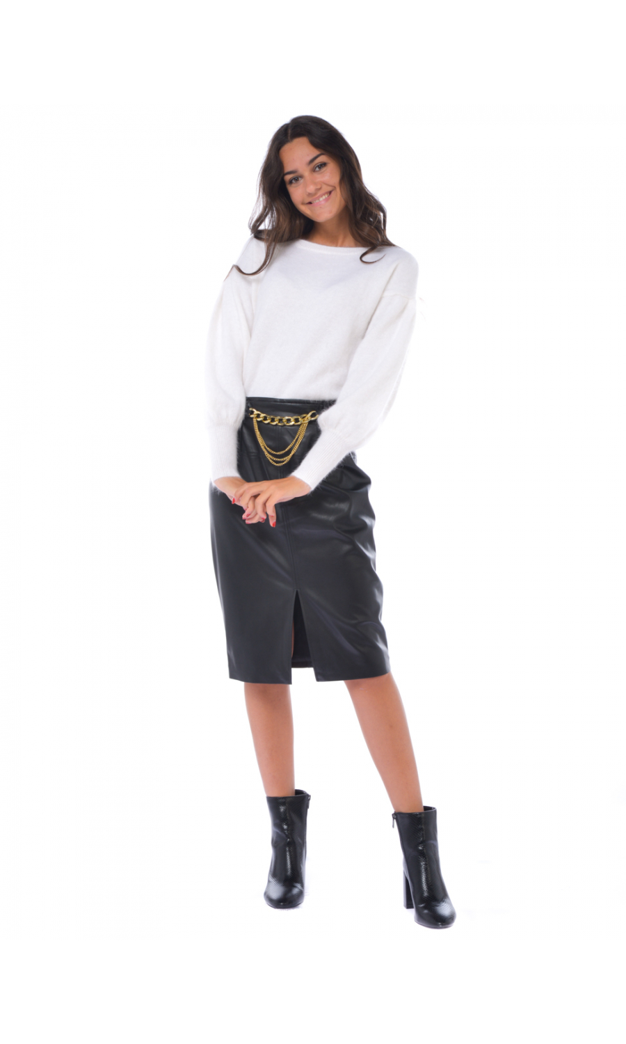 Gonna Lunga da donna Liu Jo in ecopelle con catena CF1009E0641