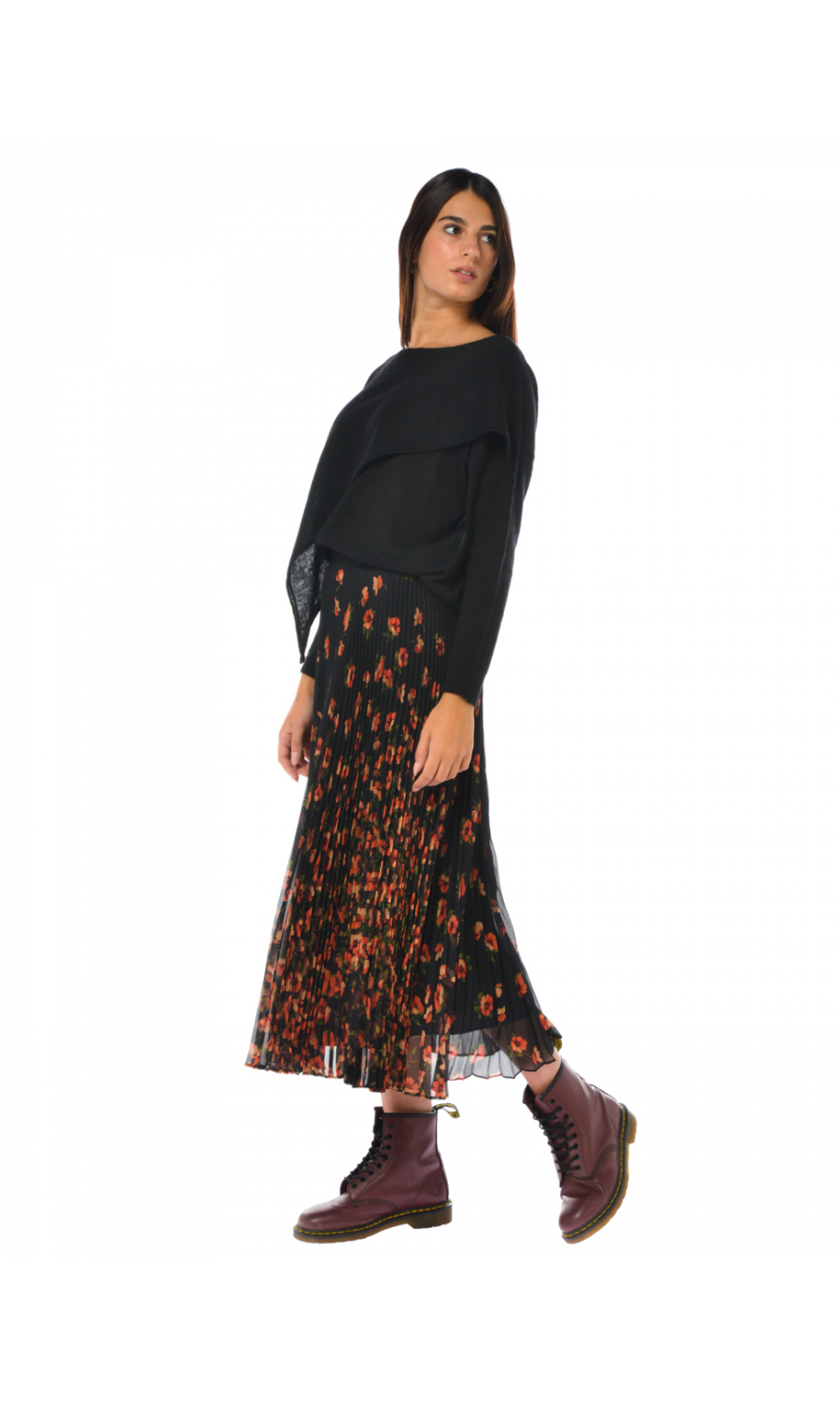 Gonna lunga da donna Twinset a fiori con plisse 212TT2024