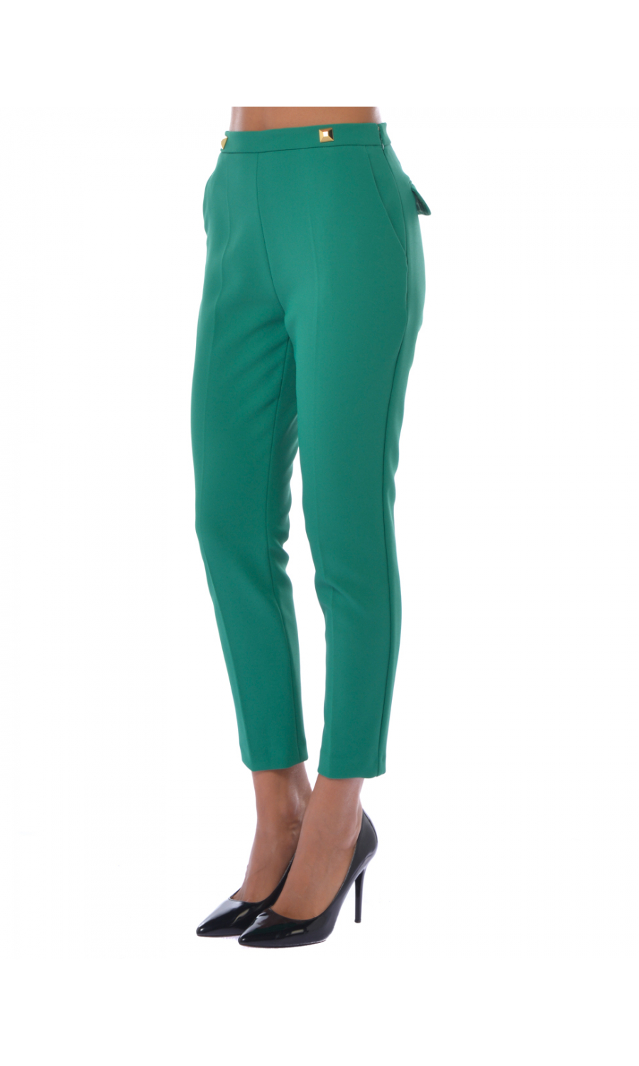 Pantalone da donna Elisabetta Franchi a sigaretta con borchie PA0222