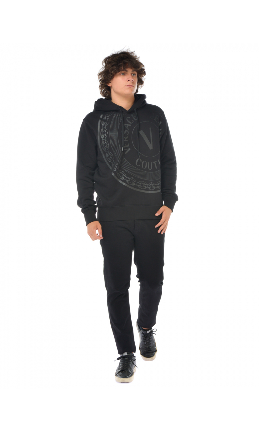 Pantalone da uomo Versace cinque tasche con bottone dorato GAB5D0CDW