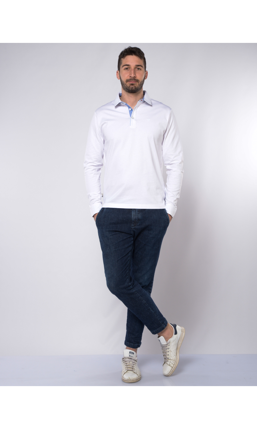 Polo da uomo Fred Mello manica lunga con logo FM24S04QU
