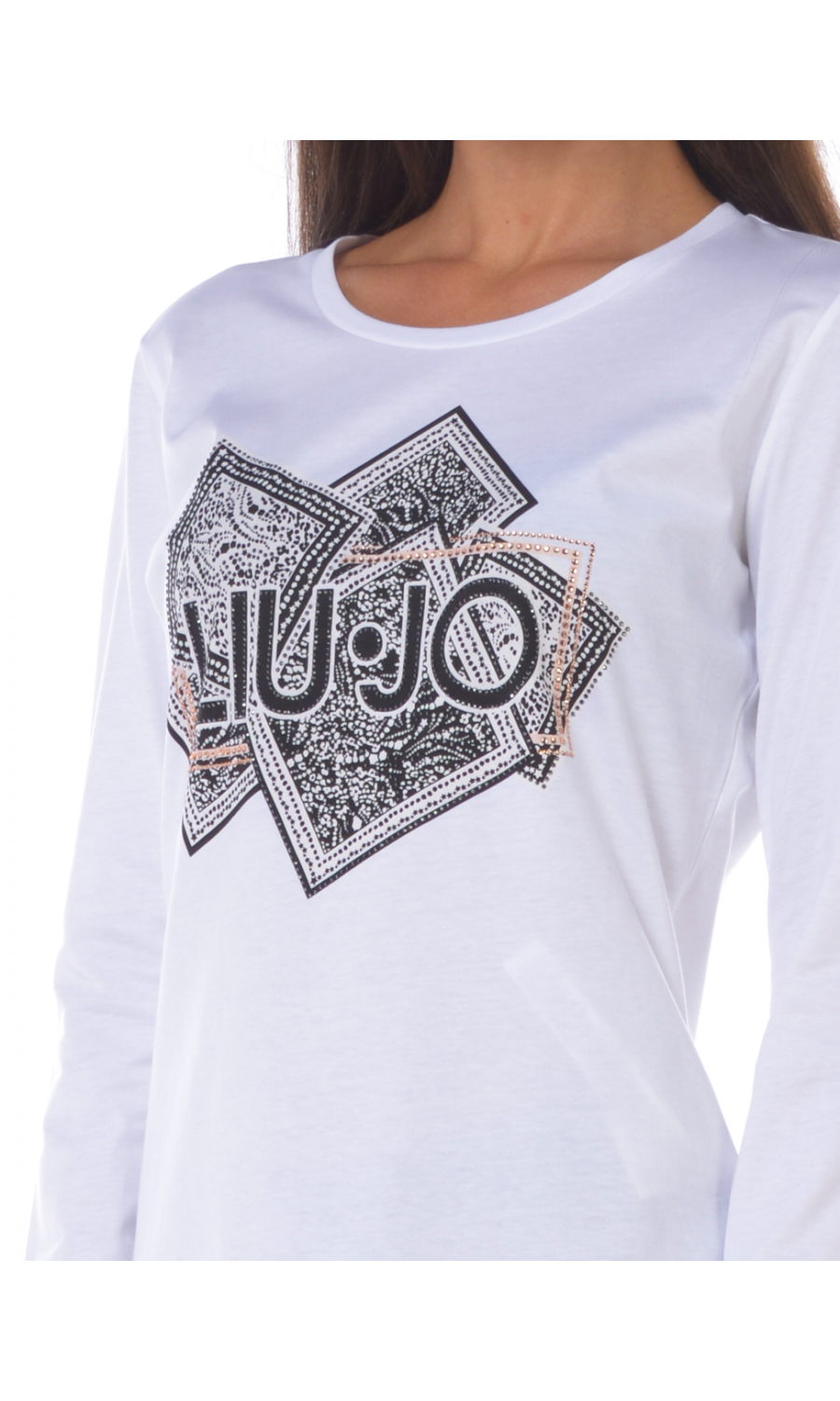t Shirt da donna Liu Jo con stampa e applicazioni WF2548JS923 R9751
