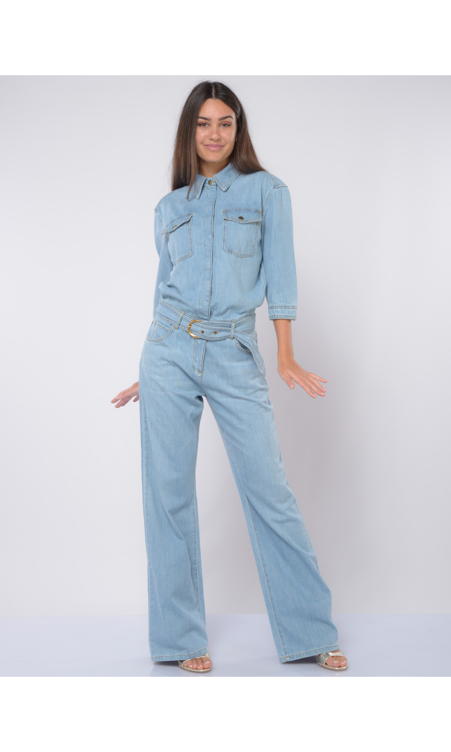 Tuta Pantalone da donna Pinko in denim con tasche 102893 A1JN