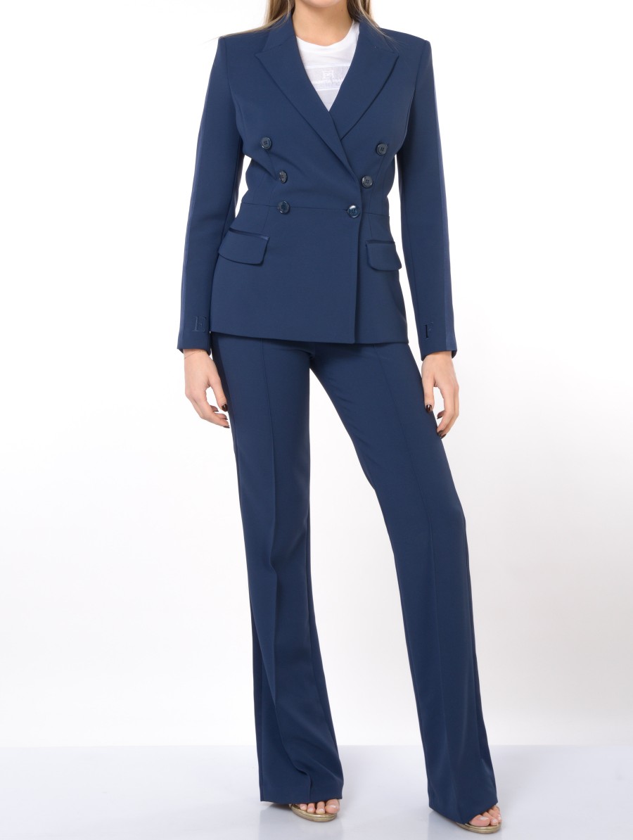 completo Pantalone da donna Elisabetta Franchi a doppiopetto con bande in raso
